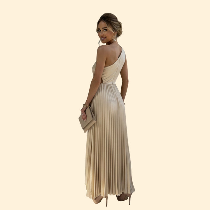Women’s One-Shoulder Dress with 3D Flower