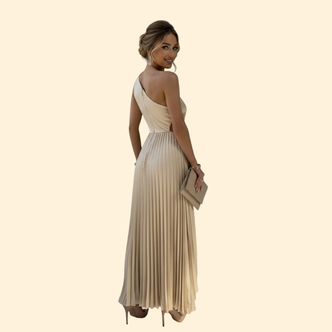 Women’s One-Shoulder Dress with 3D Flower