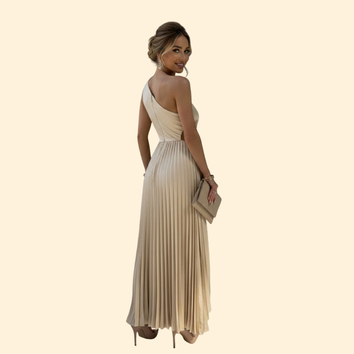Women’s One-Shoulder Dress with 3D Flower