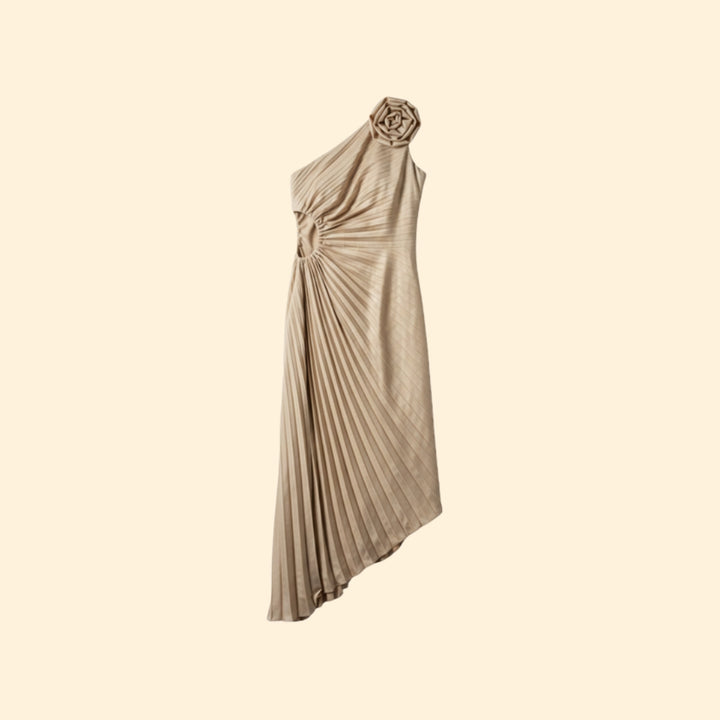 Women’s One-Shoulder Dress with 3D Flower