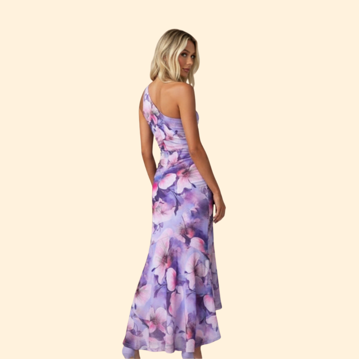 Women’s One-Shoulder Dress with Floral Print