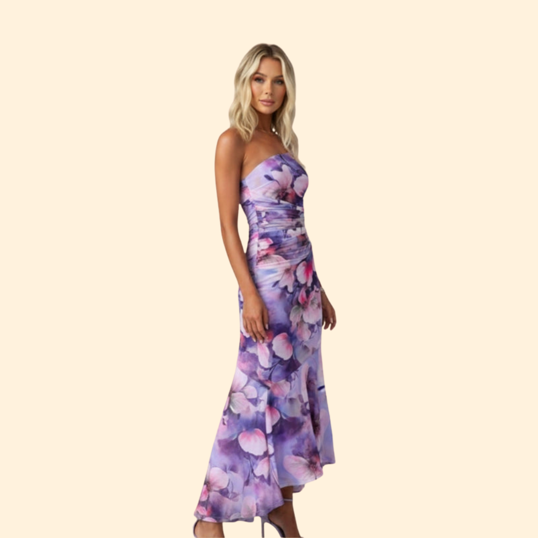 Women’s One-Shoulder Dress with Floral Print