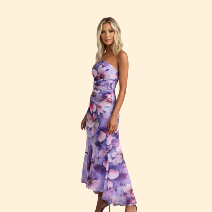 Women’s One-Shoulder Dress with Floral Print
