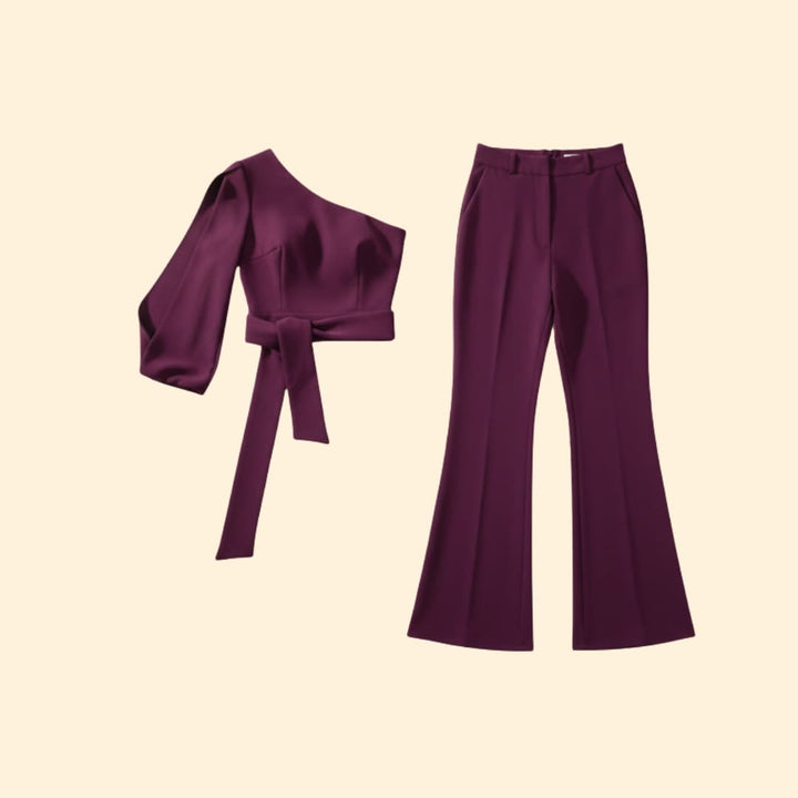 Women's One-Shoulder Jumpsuit Tie Waist