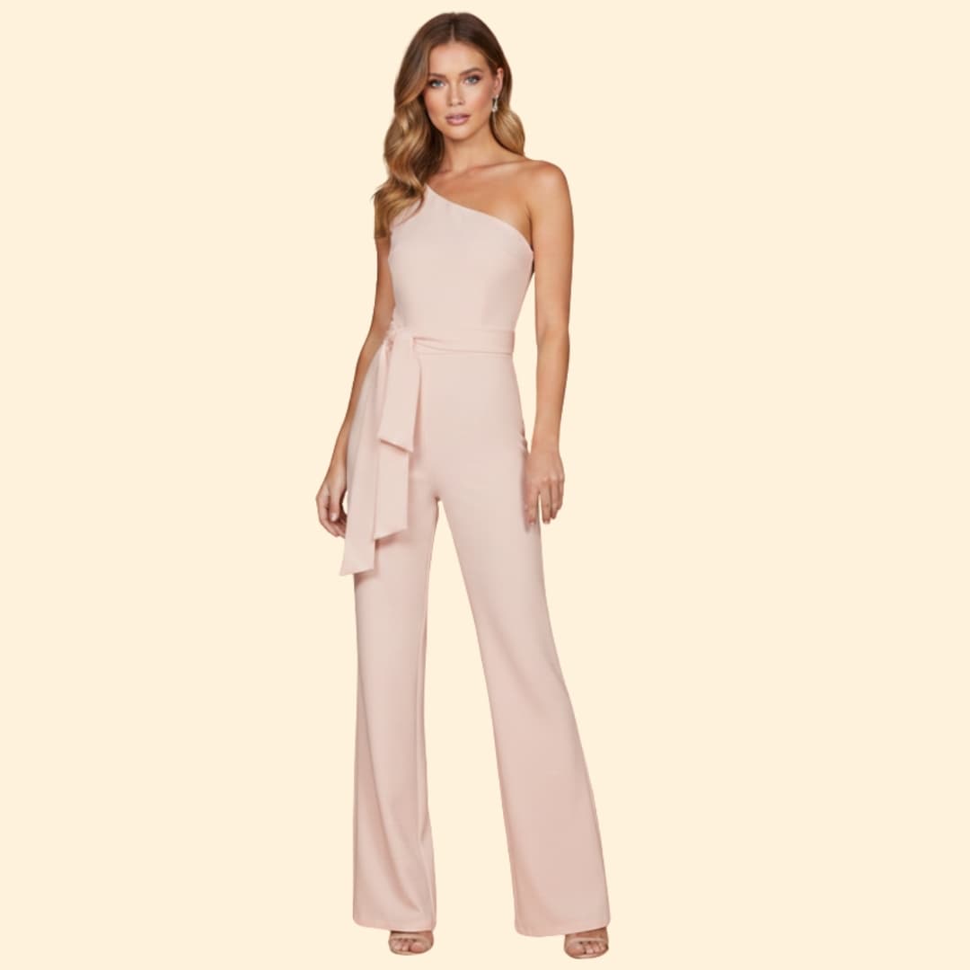 Women's One-Shoulder Jumpsuit Tie Waist