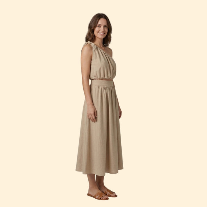 Women’s One-Shoulder Top and Midi Skirt Set
