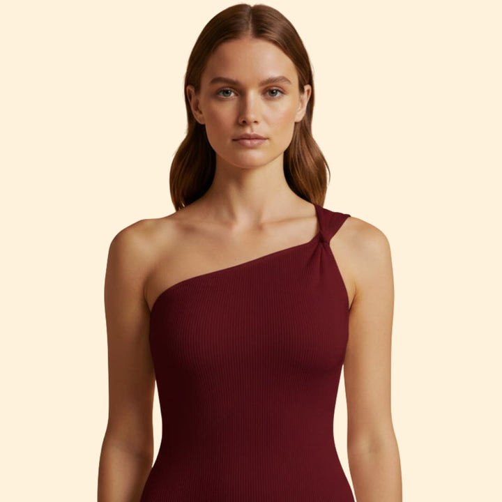 Women's One Shoulder Dress with Tie Detail