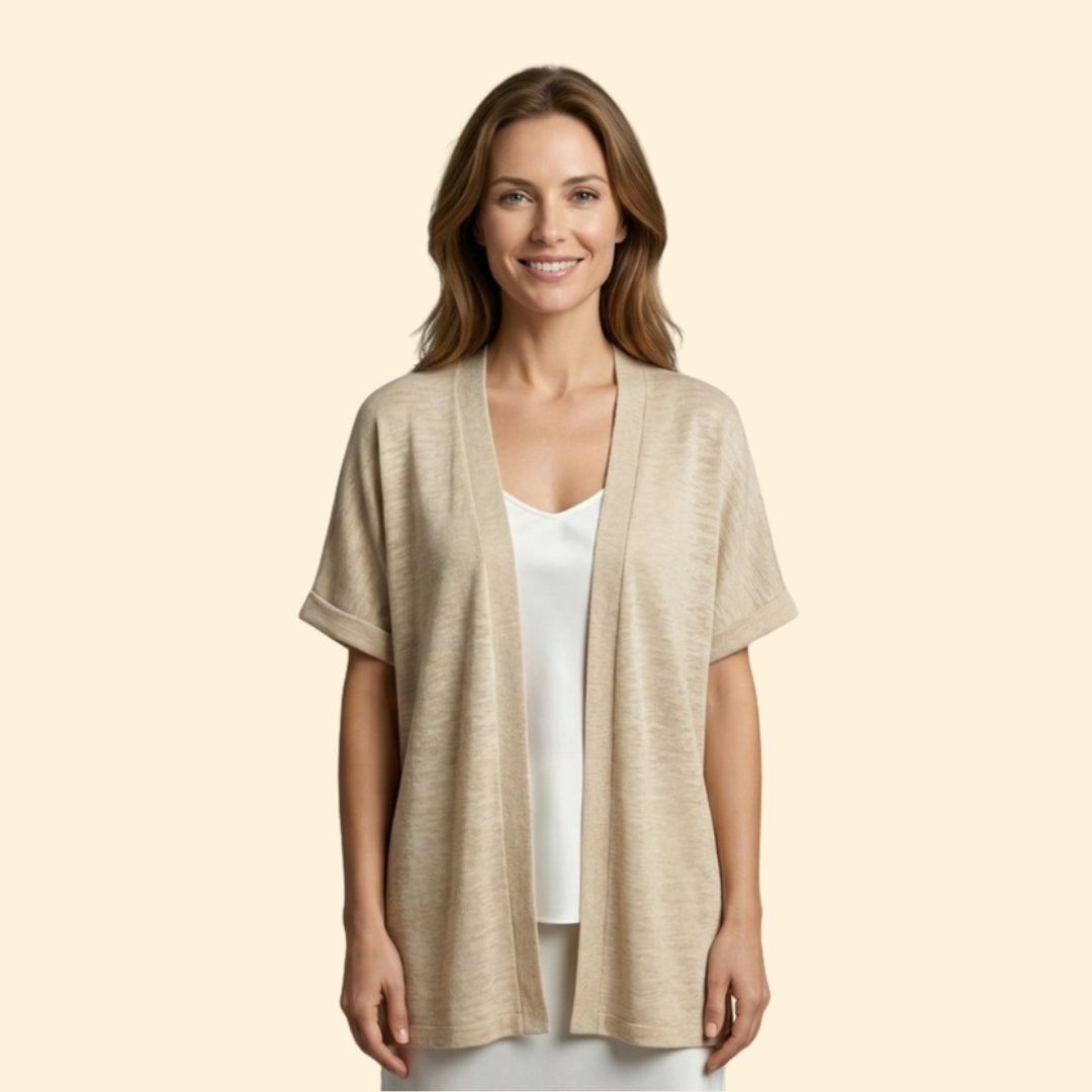 Women’s Open Cardigan with Textured Slub Knit