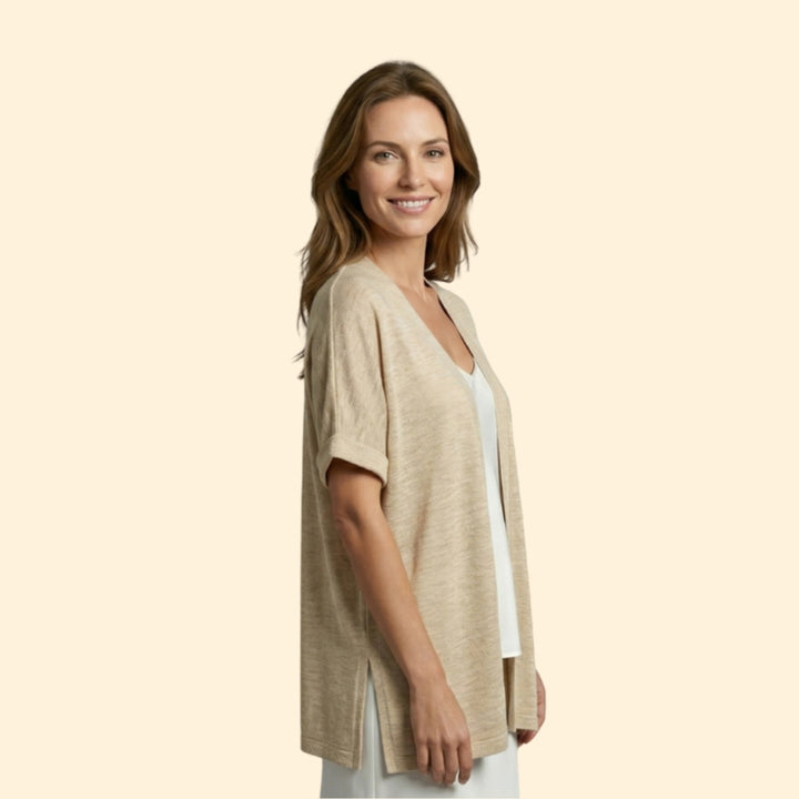 Women’s Open Cardigan with Textured Slub Knit