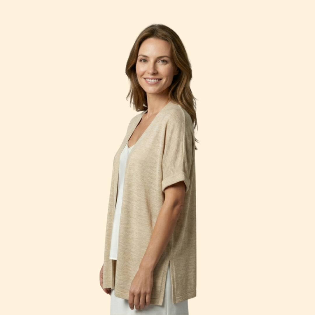 Women’s Open Cardigan with Textured Slub Knit
