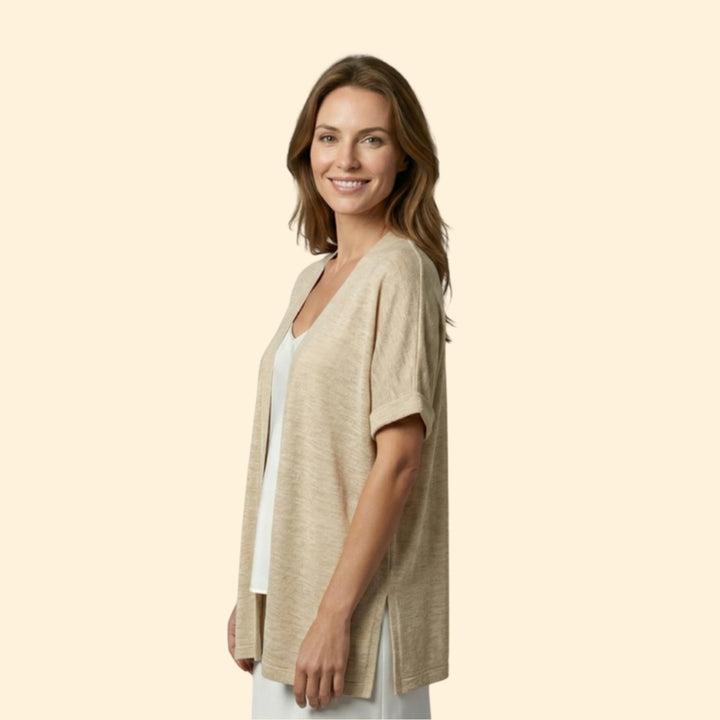 Women’s Open Cardigan with Textured Slub Knit