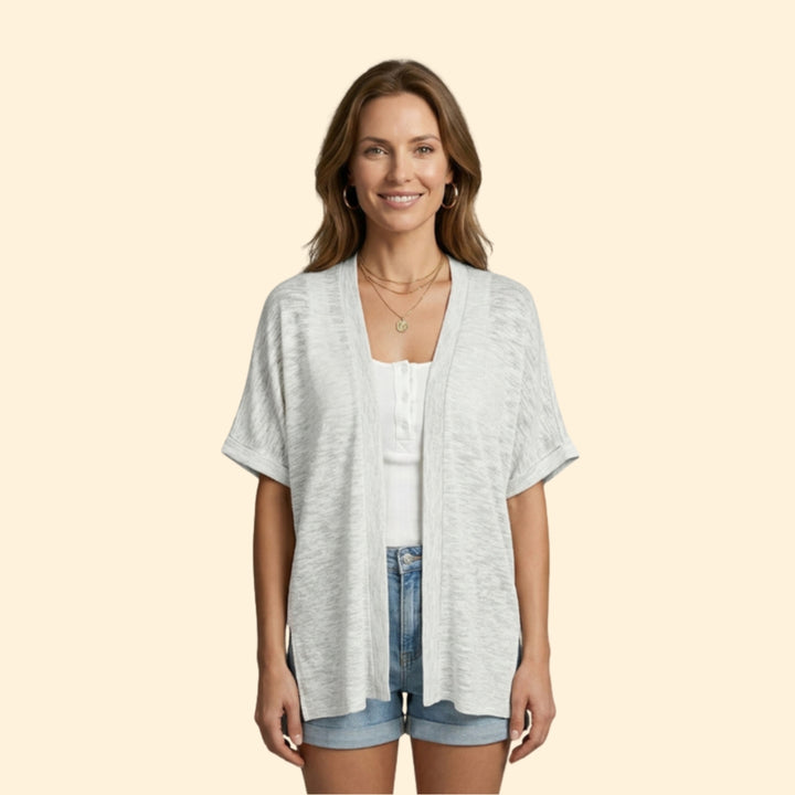 Women’s Open Cardigan with Textured Slub Knit