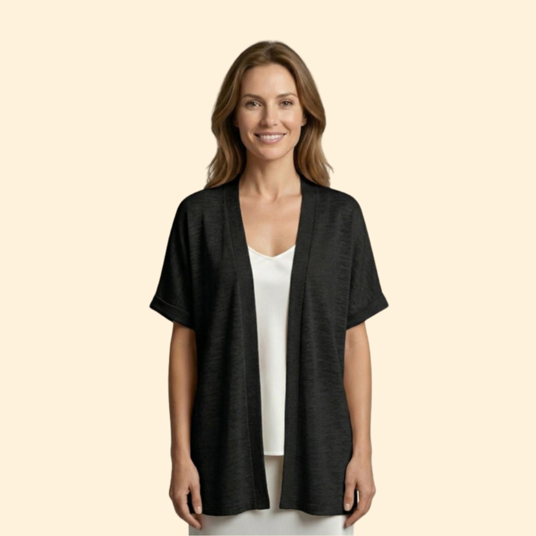 Women’s Open Cardigan with Textured Slub Knit