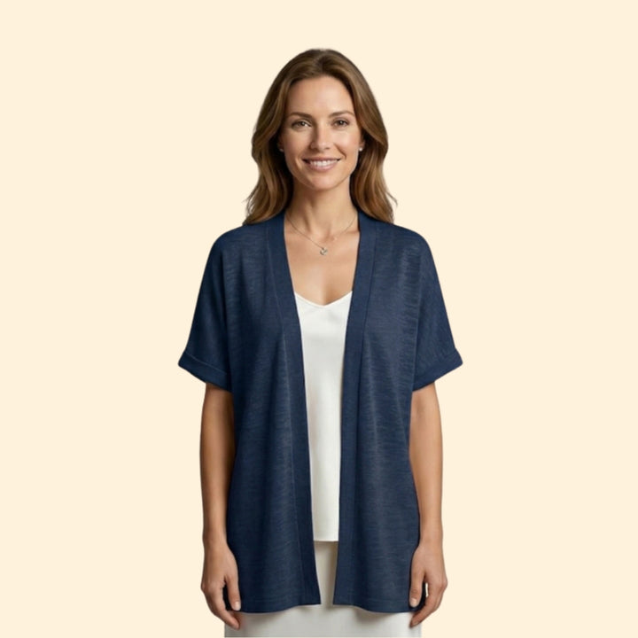 Women’s Open Cardigan with Textured Slub Knit