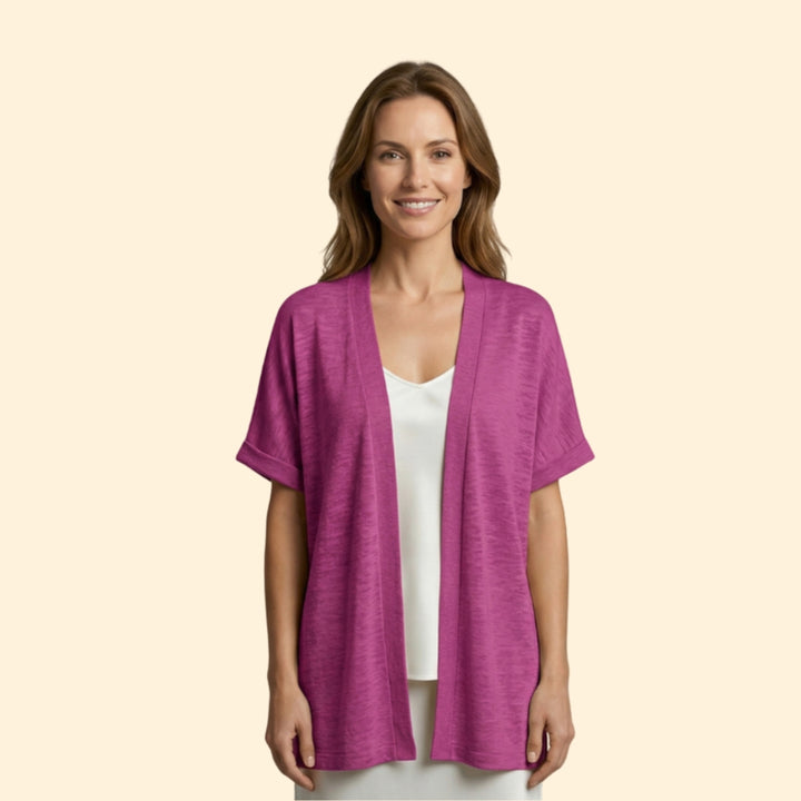 Women’s Open Cardigan with Textured Slub Knit