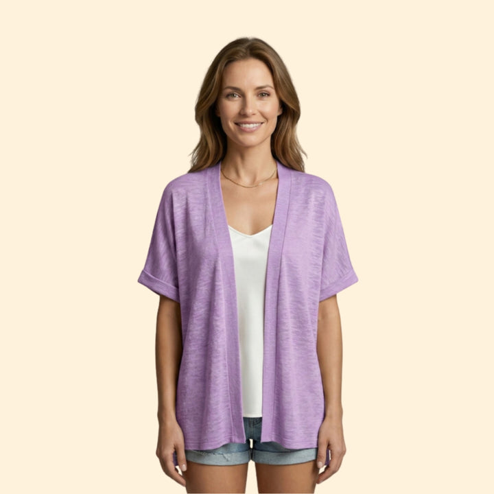 Women’s Open Cardigan with Textured Slub Knit