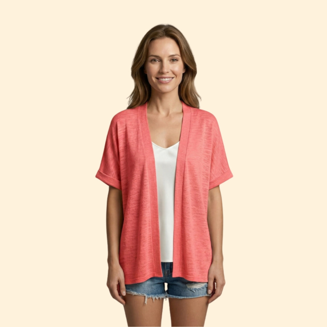 Women’s Open Cardigan with Textured Slub Knit
