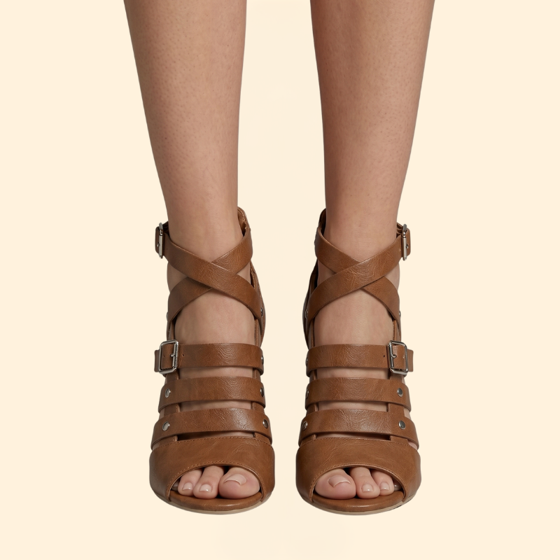 Women’s Open Toe Heels with Back Zipper