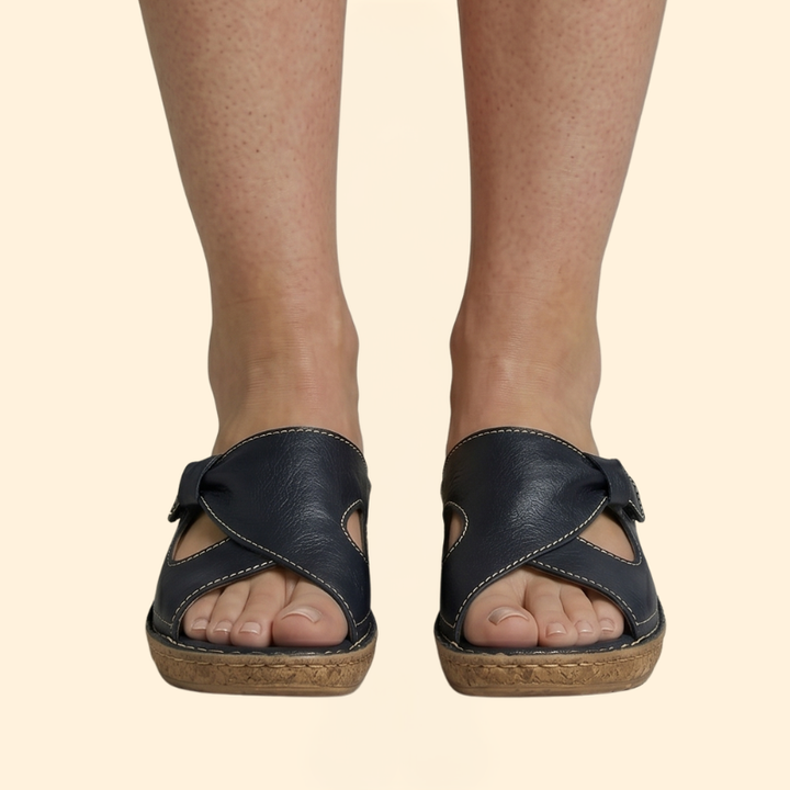 Women's Open Toe Sandals with Contrast Stitching