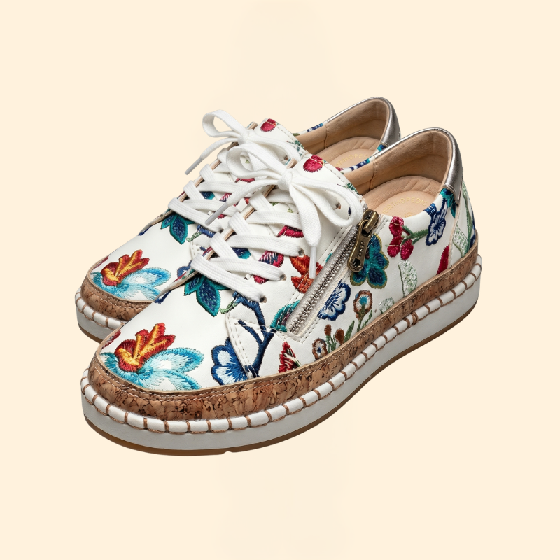 Women's Orthopedic Shoes with Floral Embroidery