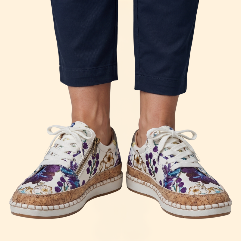 Women's Orthopedic Shoes with Floral Embroidery