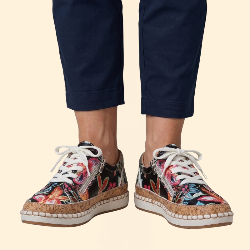 Women's Orthopedic Shoes with Floral Embroidery