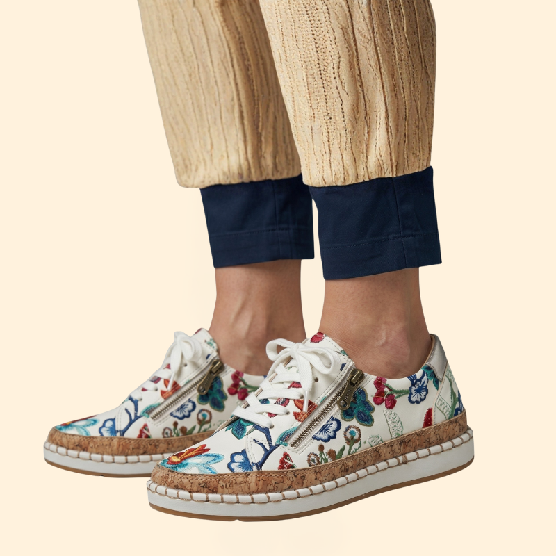 Women's Orthopedic Shoes with Floral Embroidery