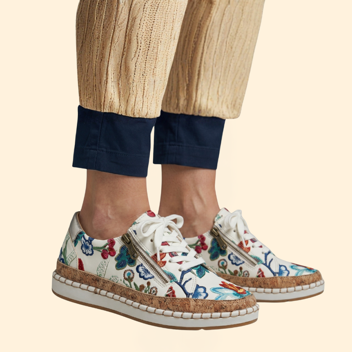 Women's Orthopedic Shoes with Floral Embroidery