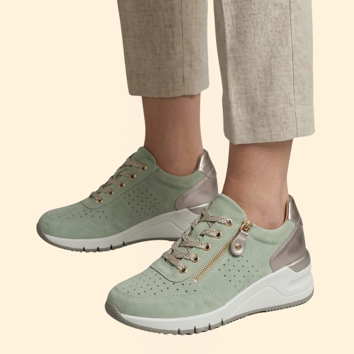 Women's Orthopedic Sneakers with Perforated Suede