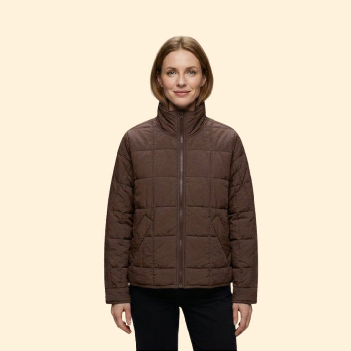 Women’s Puffer Jacket with Horizontal Quilted Panels