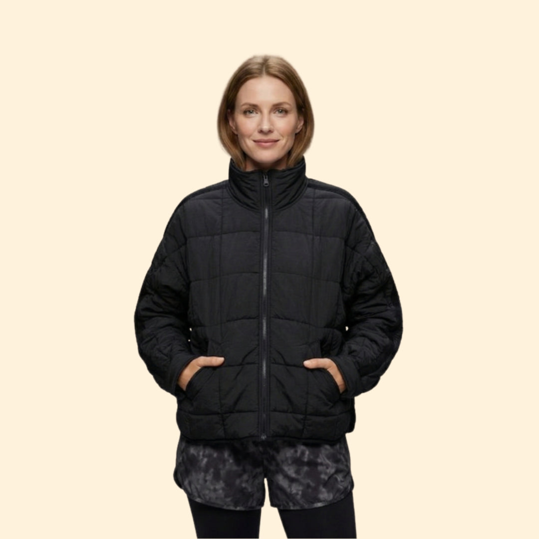 Women’s Puffer Jacket with Horizontal Quilted Panels
