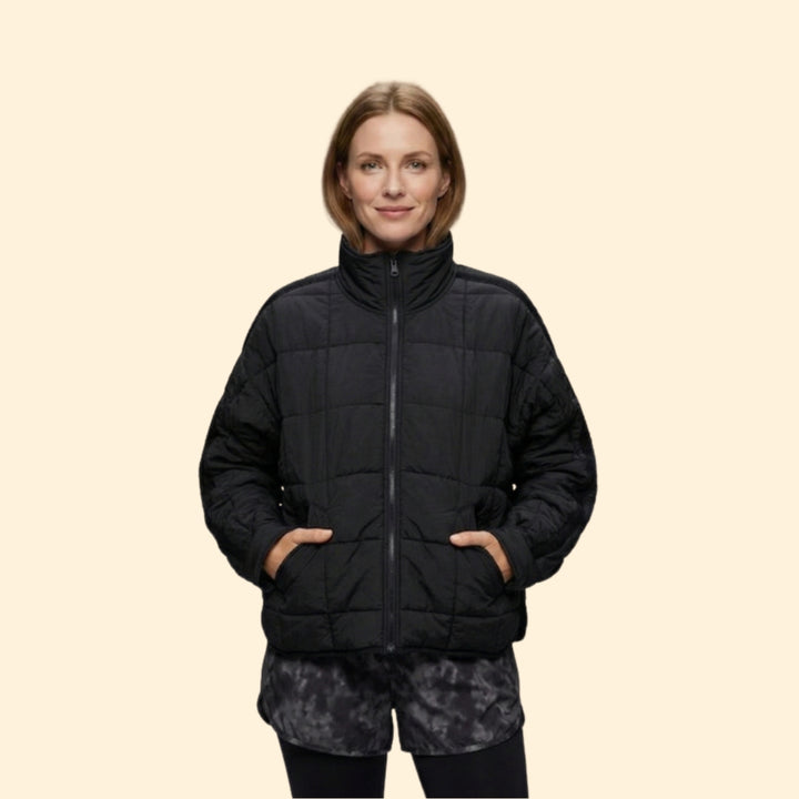 Women’s Puffer Jacket with Horizontal Quilted Panels