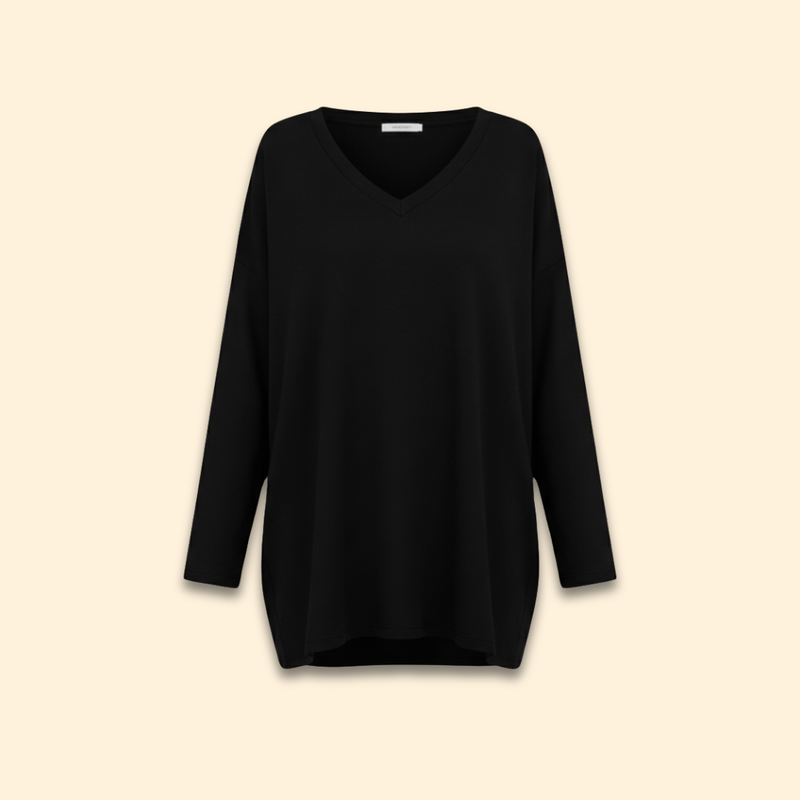 Women’s Oversized V-Neck T-Shirt with Long Sleeves