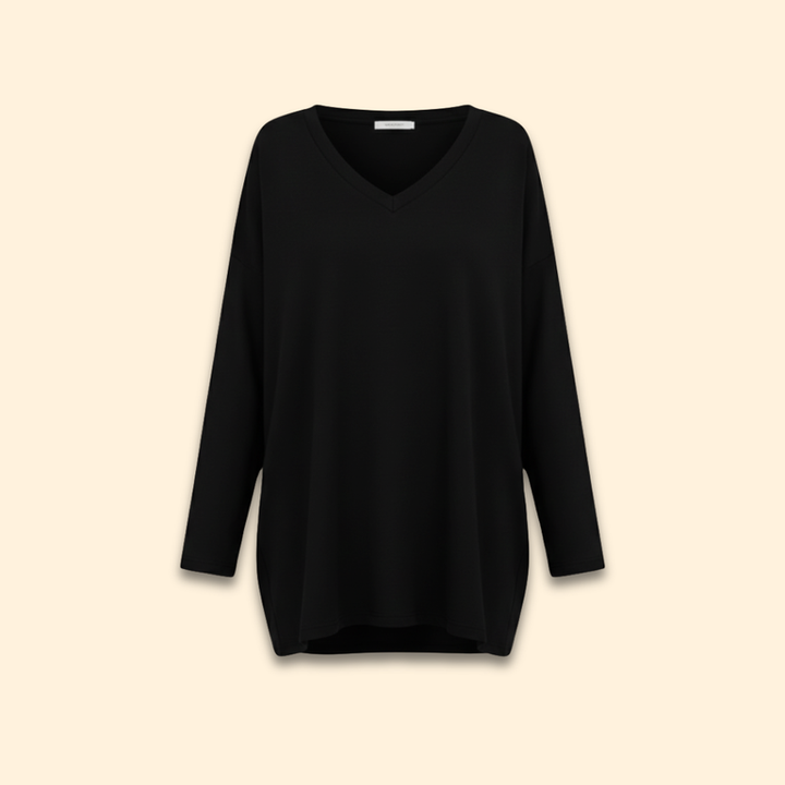 Women’s Oversized V-Neck T-Shirt with Long Sleeves