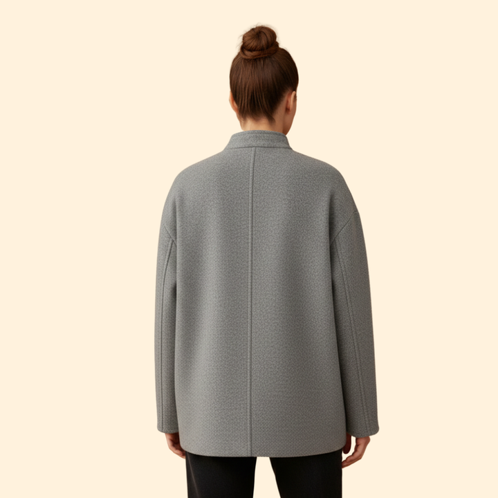 Women’s Oversized Wool Bomber Jacket with Snap Closure