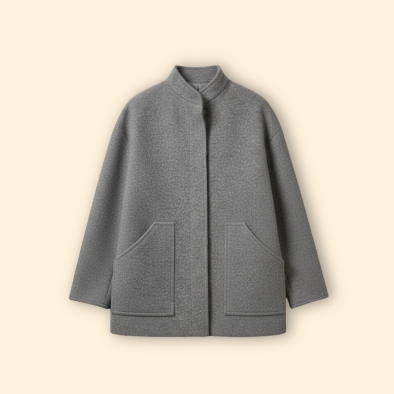 Women’s Oversized Wool Bomber Jacket with Snap Closure