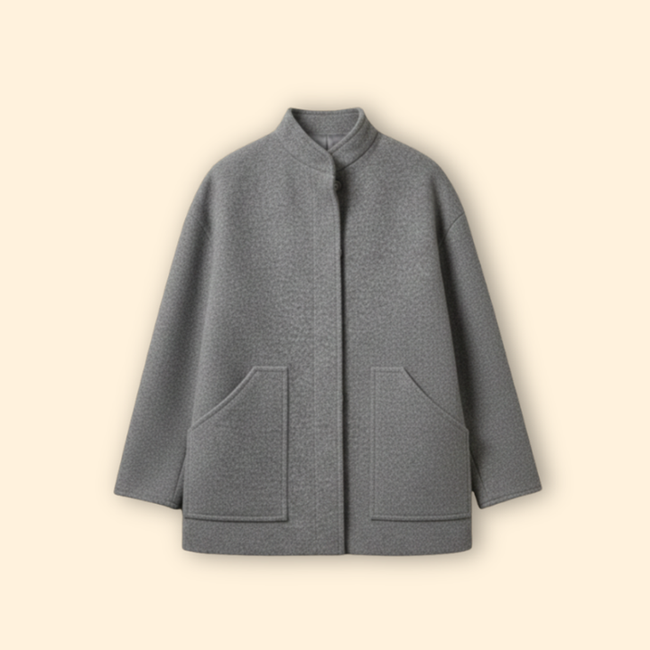 Women’s Oversized Wool Bomber Jacket with Snap Closure