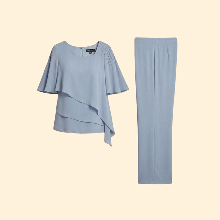 Women’s Pant Set with Layered Chiffon Top