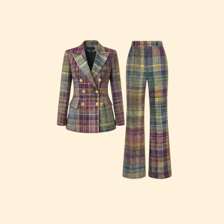 Formal Occasion Suit with Double-Breasted and Wide-Leg Pants