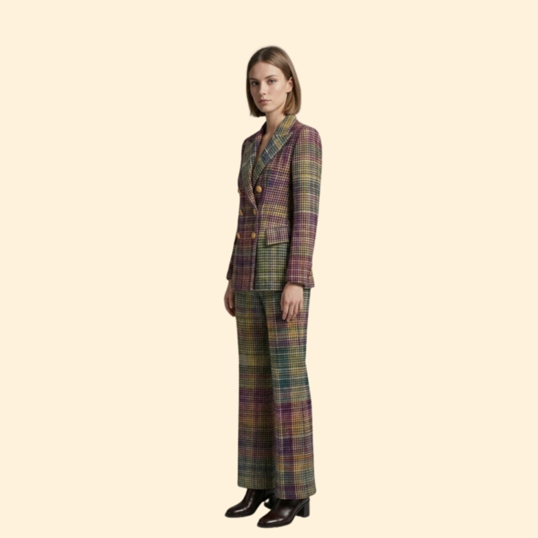 Formal Occasion Suit with Double-Breasted and Wide-Leg Pants