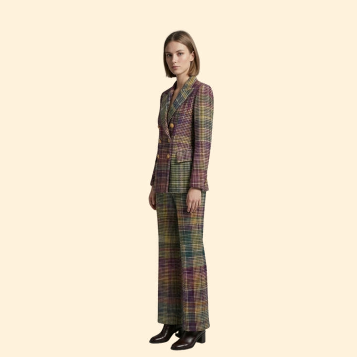 Formal Occasion Suit with Double-Breasted and Wide-Leg Pants