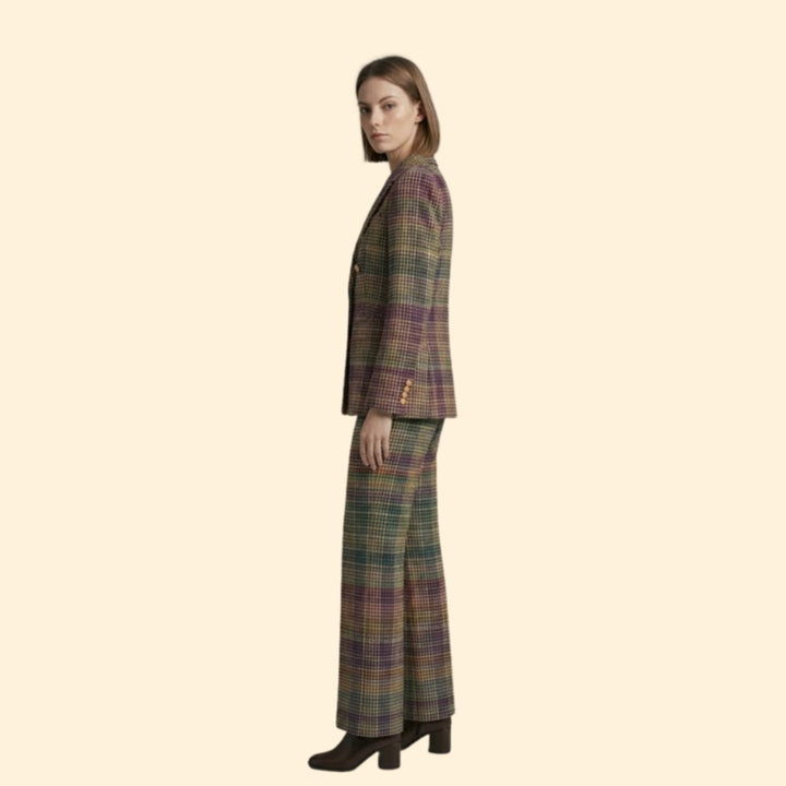 Formal Occasion Suit with Double-Breasted and Wide-Leg Pants