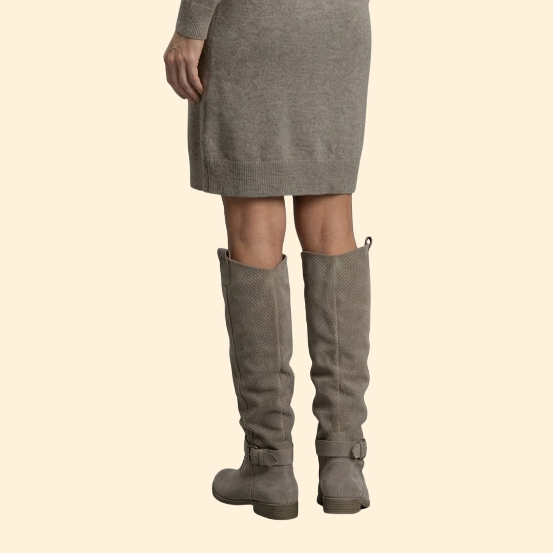 Women's Perforated Boots with Buckle