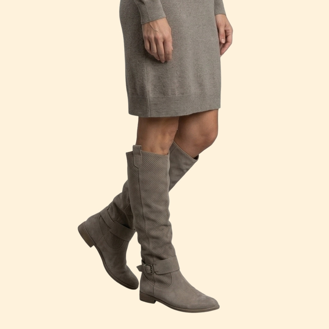 Women's Perforated Boots with Buckle
