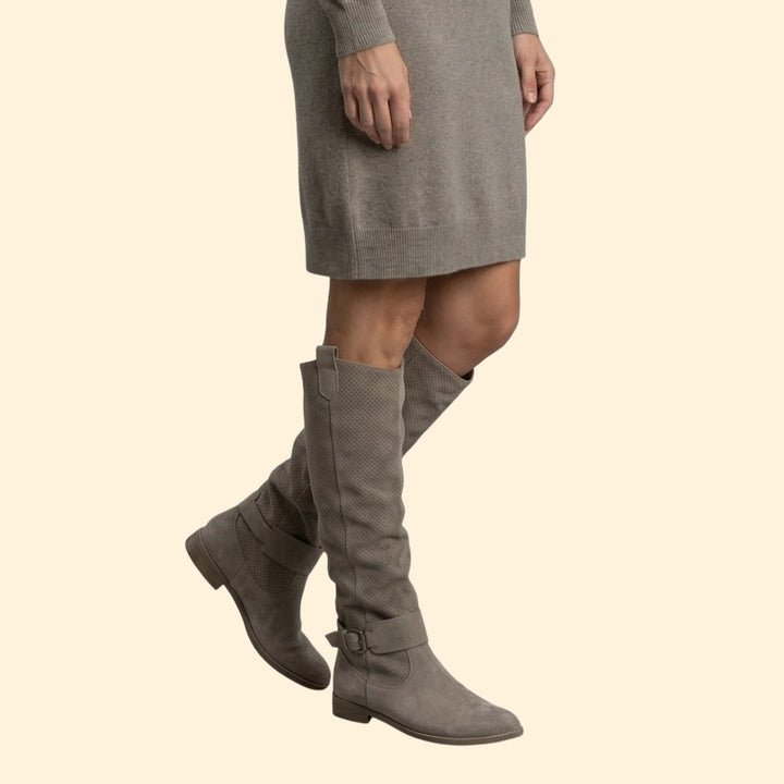 Women's Perforated Boots with Buckle