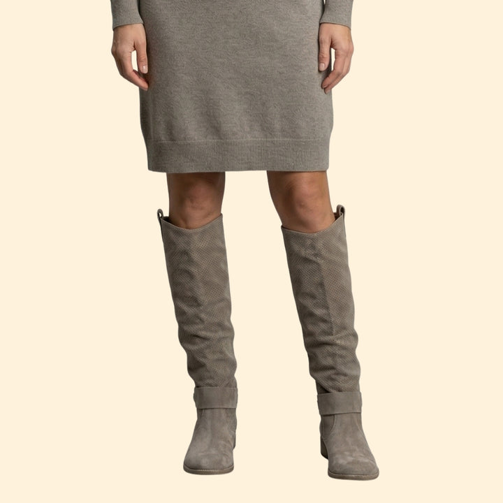 Women's Perforated Boots with Buckle