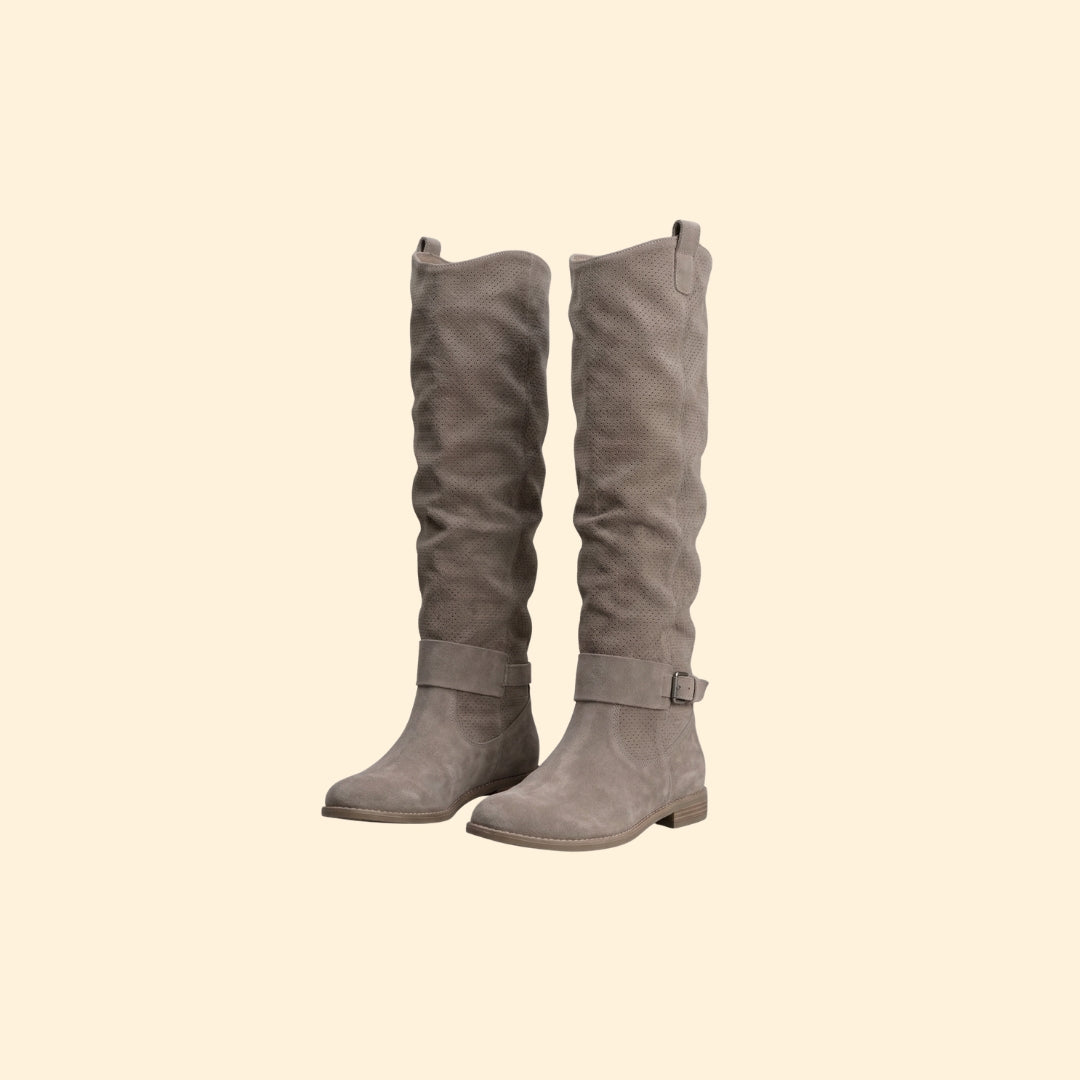 Women's Perforated Boots with Buckle