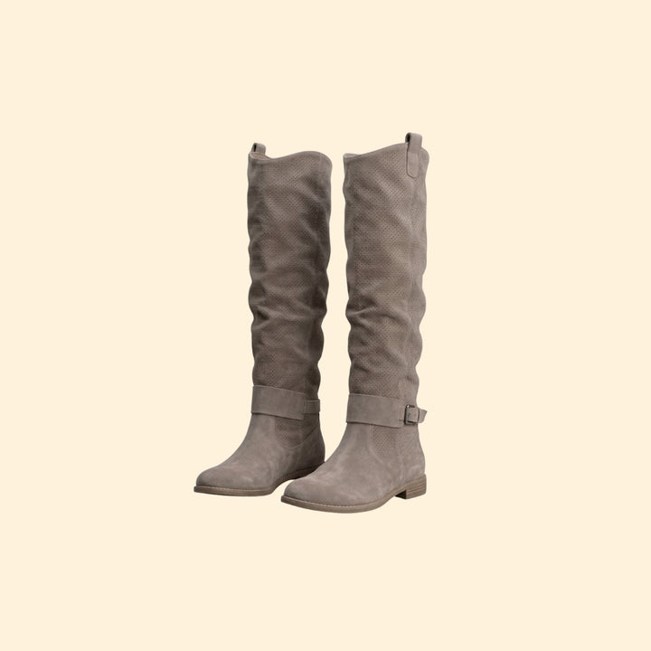 Women's Perforated Boots with Buckle