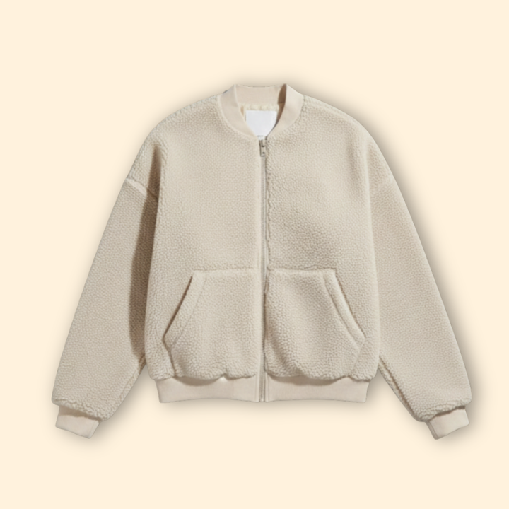 Women’s Solid Bomber Jacket with Front Zip Closure