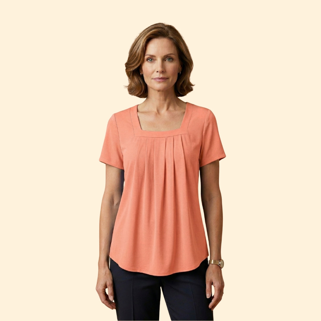 Women's Pleated Blouse Short Sleeve